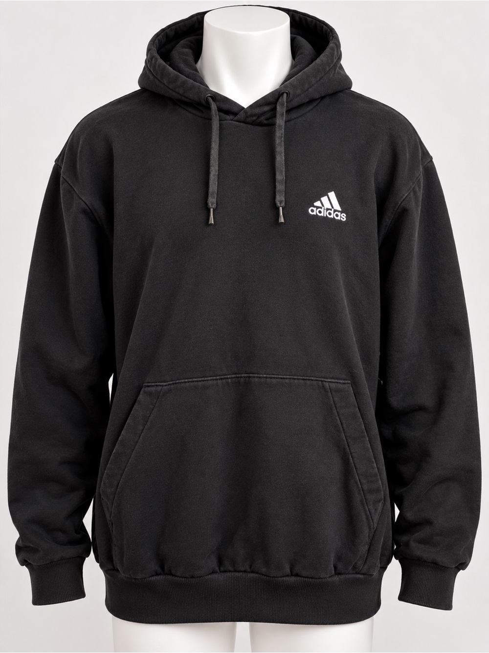 16554. adidas Black Pullover Hoodie with Small Chest Logo